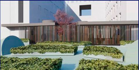 exterior de la sala de espera con plantas